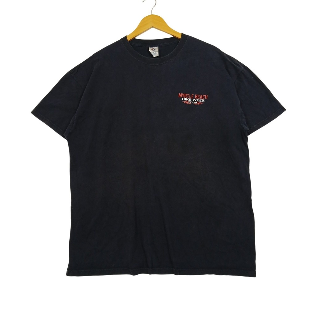 Jerzees Myrtle Beach Bike Week 2008 T-Shirt Mens 2XL Black Biker Graphic Chopper